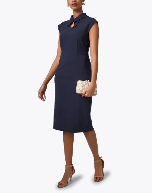 Darshi Navy Keyhole Sheath Dress