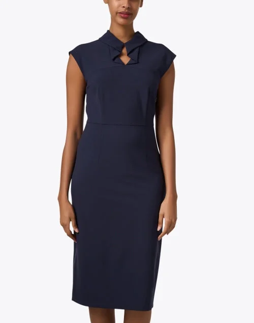 Darshi Navy Keyhole Sheath Dress