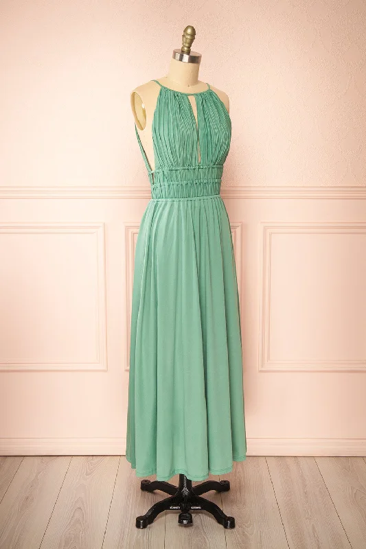 Dovie Mint | Midi Dress w/ Pleated Bodice