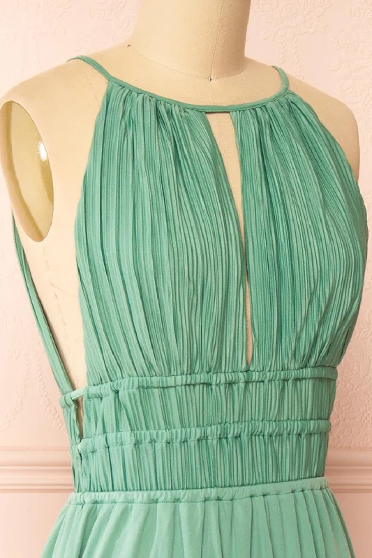 Dovie Mint | Midi Dress w/ Pleated Bodice