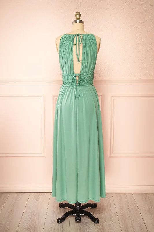 Dovie Mint | Midi Dress w/ Pleated Bodice