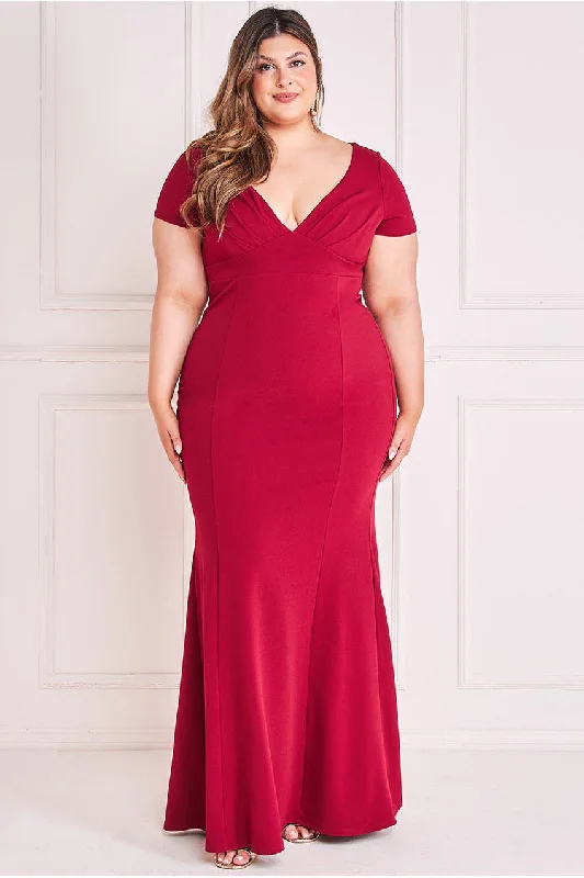 Goddiva Plus Sweetheart Neck Maxi Dress - Wine