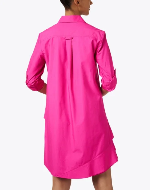 Jenna Pink Cotton Tiered Shirt Dress