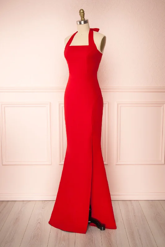 Kavi Red | Halter Maxi Dress