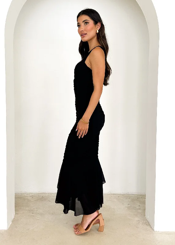 Luella Mesh Maxi Dress - Black