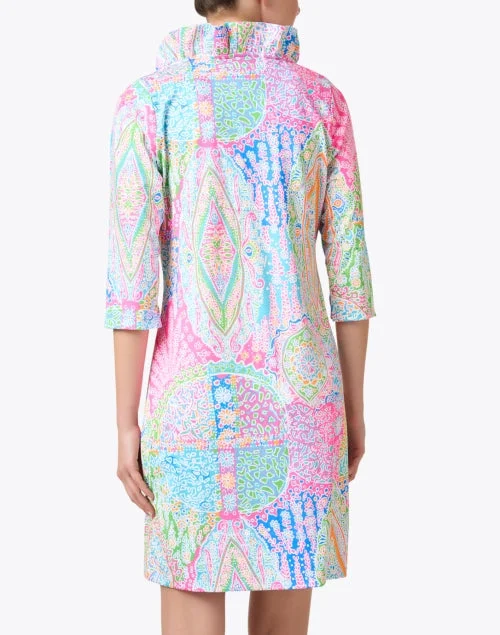 Multi Bazaar Printed Ruffle Neck Dress