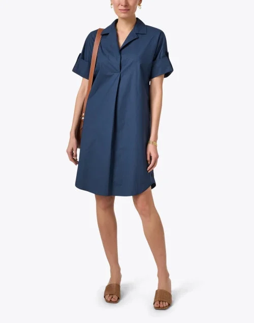 Navy Poplin Shirt Dress