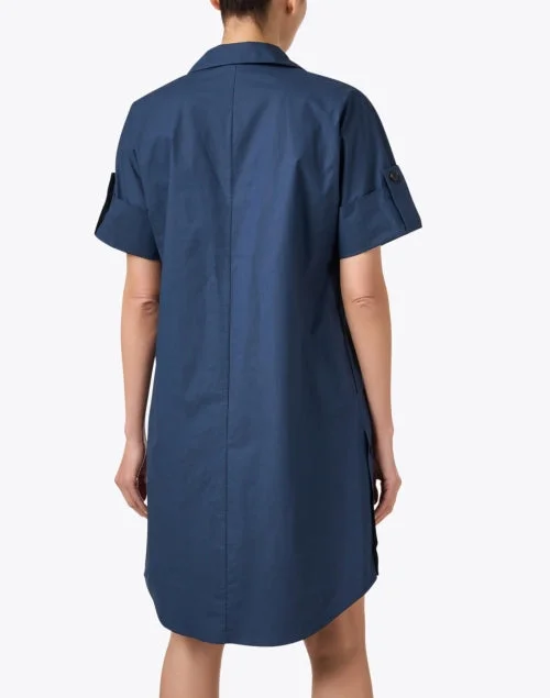 Navy Poplin Shirt Dress