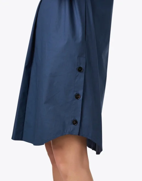 Navy Poplin Shirt Dress