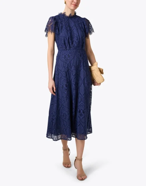 Norma Navy Eyelet Dress