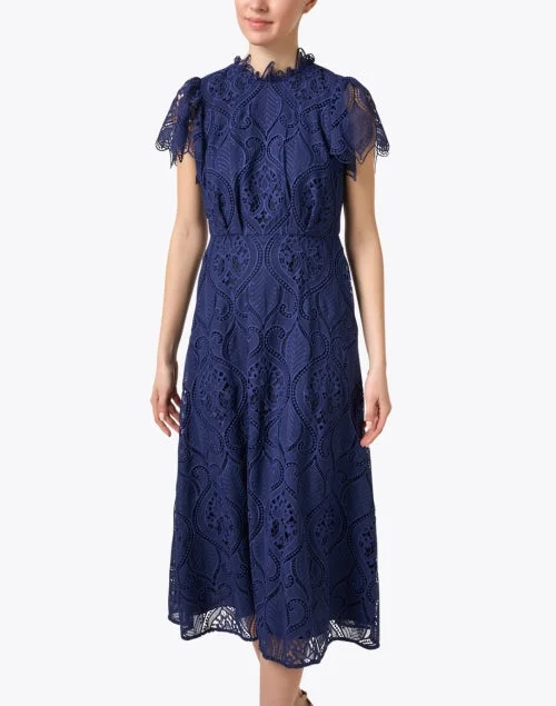 Norma Navy Eyelet Dress