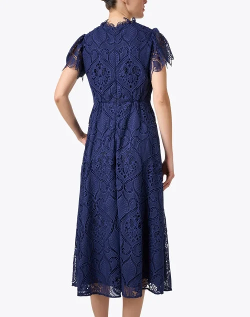 Norma Navy Eyelet Dress