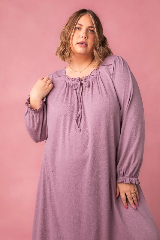 Petra Long Sleeve Night Dress in Purple - FINAL SALE