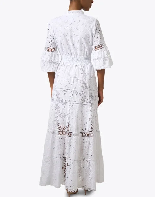 Pompei White Embroidered Cotton Dress