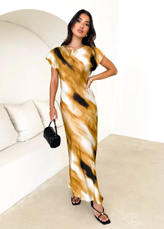 Shellen Maxi Dress - Camel Tie Dye