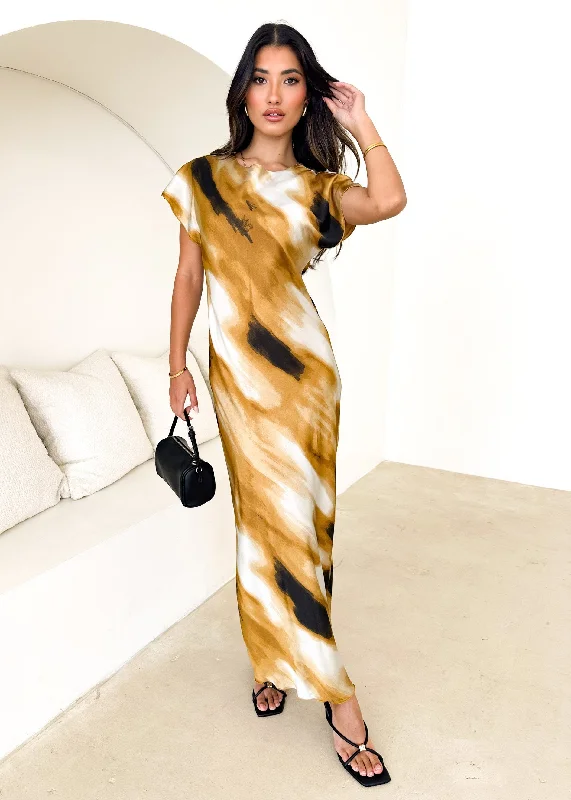 Shellen Maxi Dress - Camel Tie Dye