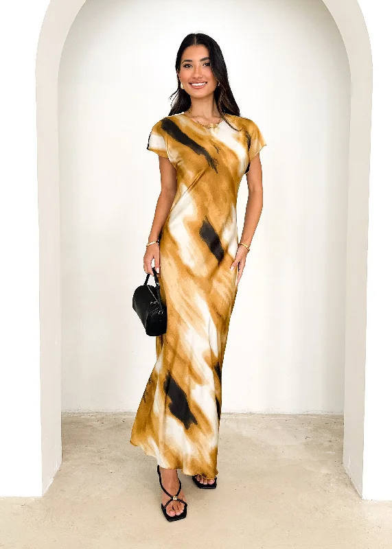 Shellen Maxi Dress - Camel Tie Dye