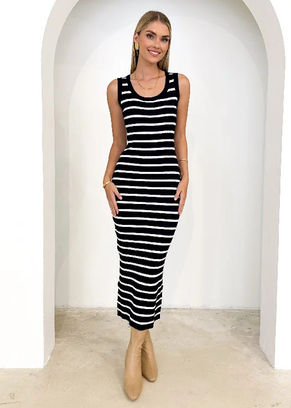 Stella Knit Maxi Dress - Navy Stripe