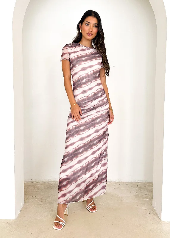 Sylvia Mesh Maxi Dress - Choc Dye