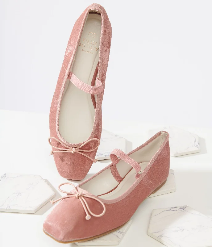 Y2K Dusty Pink Bow Ballet Flats