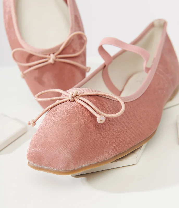 Y2K Dusty Pink Bow Ballet Flats