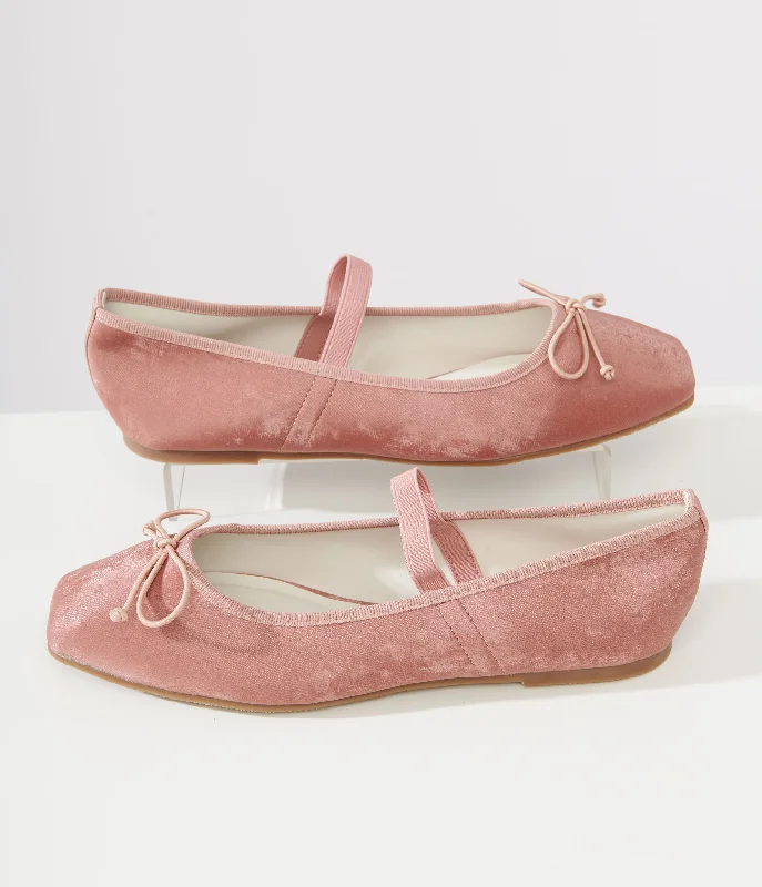 Y2K Dusty Pink Bow Ballet Flats