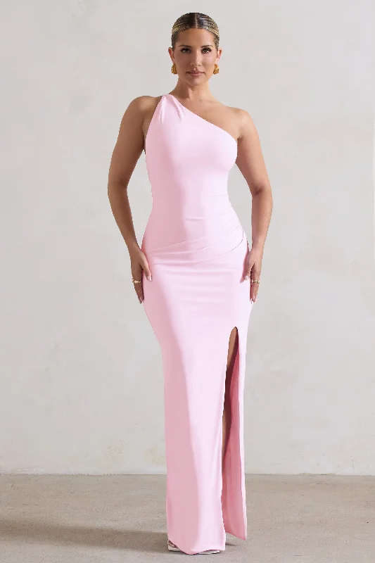 Dressing Up | Pink One Shoulder Maxi Dress With Open Back Detail