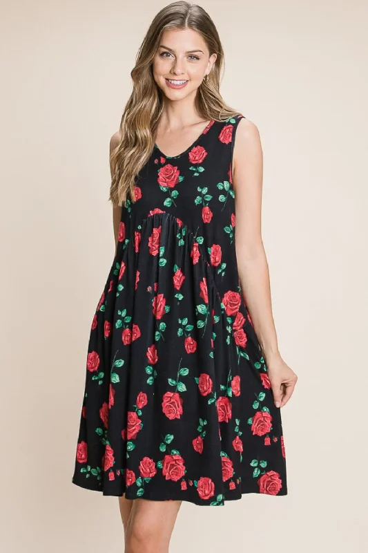 Floral Ruched Tank Short Dress