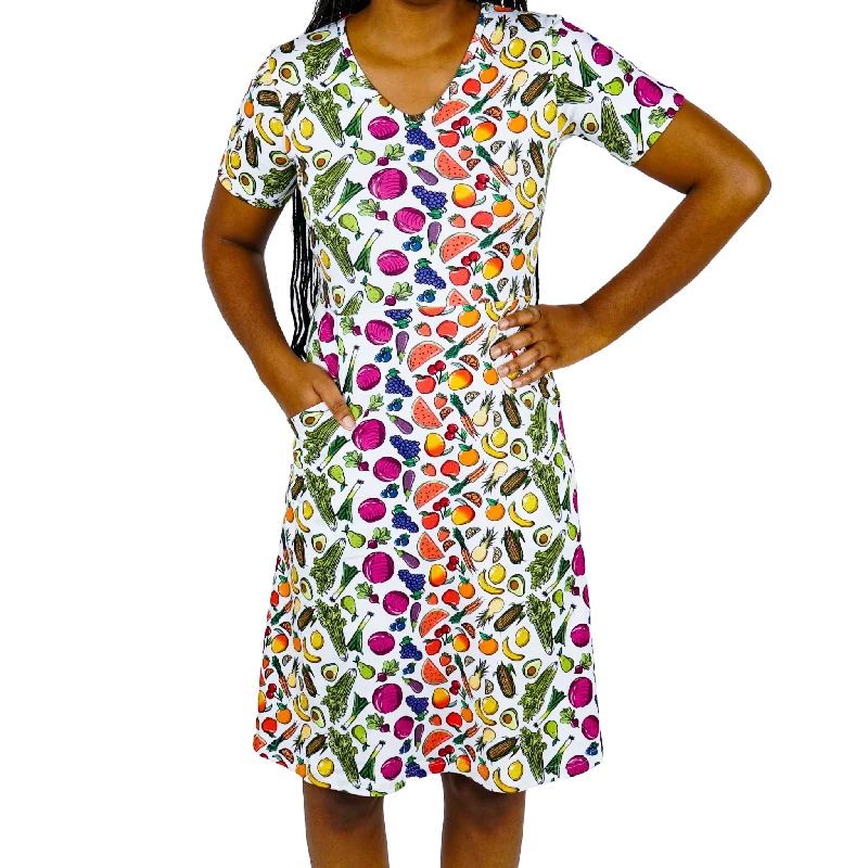 Fruits & Veggies A-Line Dress (With Waist Seam) [FINAL SALE]