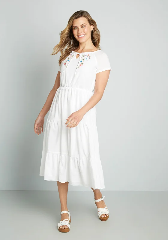 Graceful Garlands Embroidered Midi Dress