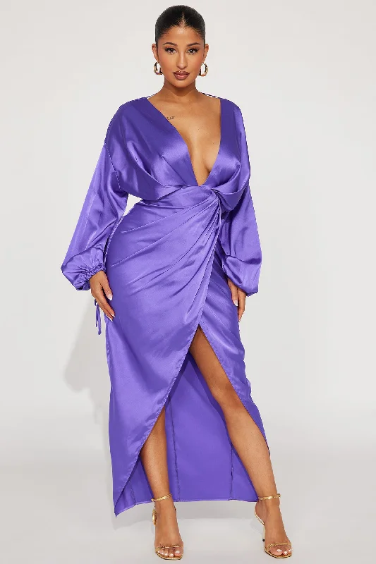 Leslie Satin Maxi Dress - Purple