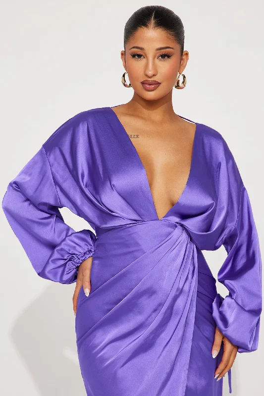 Leslie Satin Maxi Dress - Purple