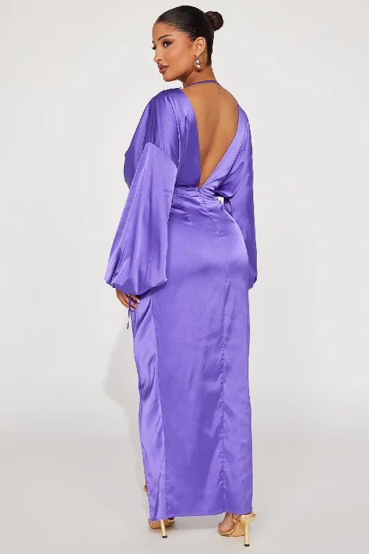 Leslie Satin Maxi Dress - Purple