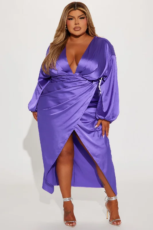 Leslie Satin Maxi Dress - Purple