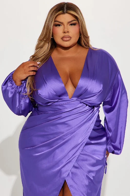 Leslie Satin Maxi Dress - Purple