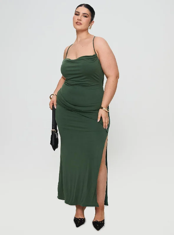 Marchesi Cupro Maxi Dress Green Curve