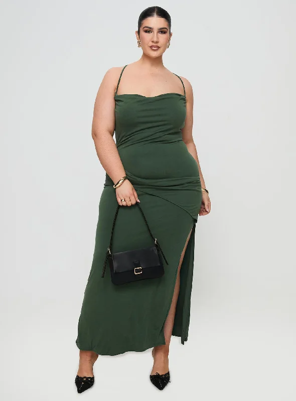 Marchesi Cupro Maxi Dress Green Curve