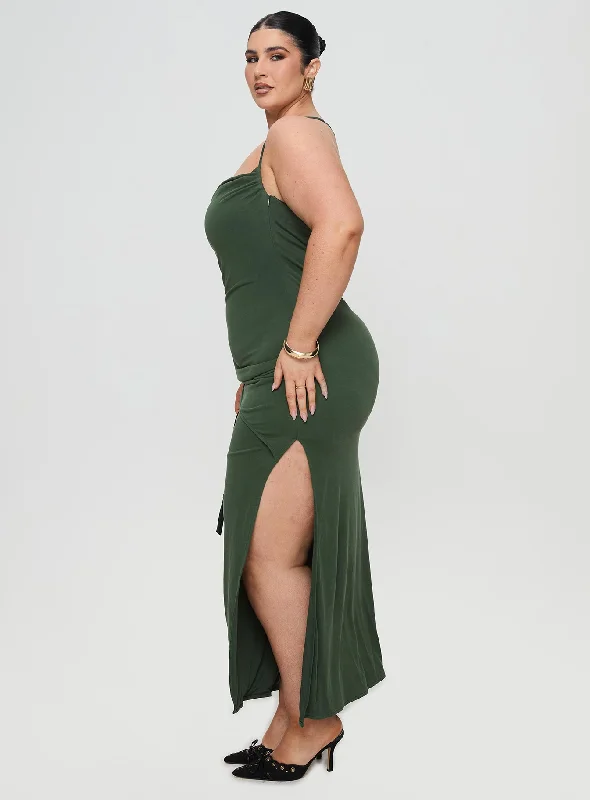 Marchesi Cupro Maxi Dress Green Curve