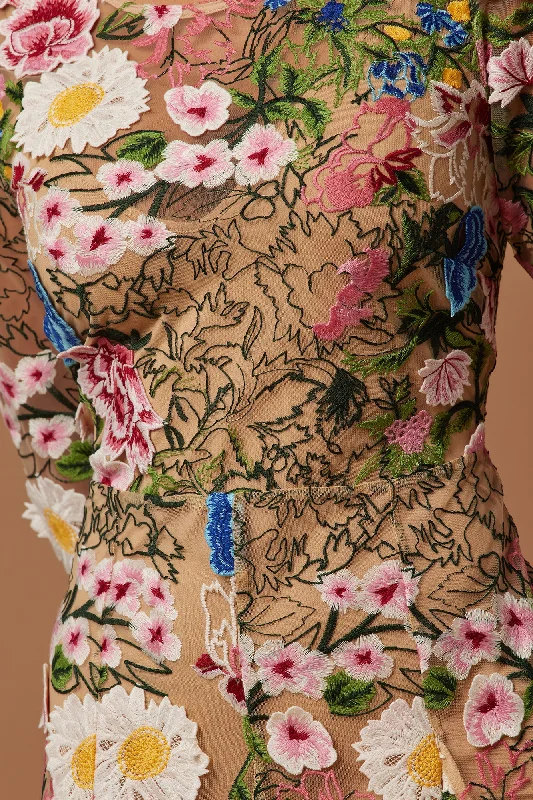 Marta Floral Embroidered Mini Dress - Multi Color