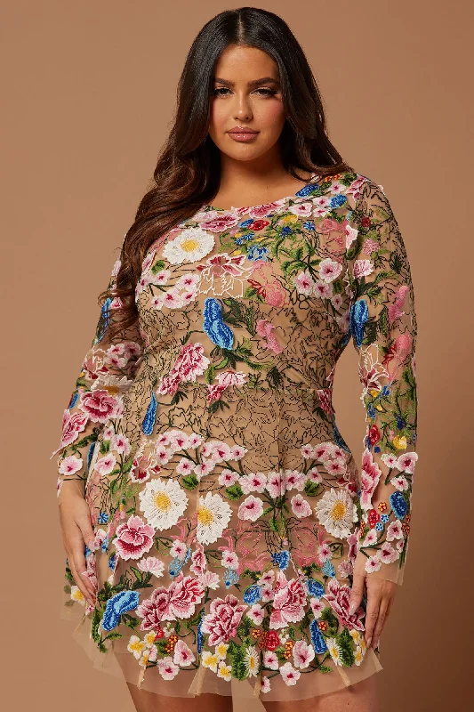 Marta Floral Embroidered Mini Dress - Multi Color