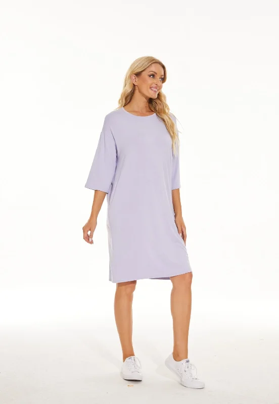 MM EVERYTHING TSHIRT DRESS - LILAC CREW NECK