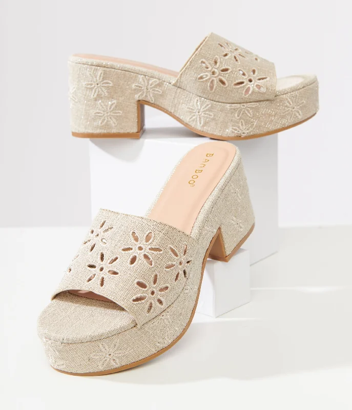 Nude Flower Platform Sandals