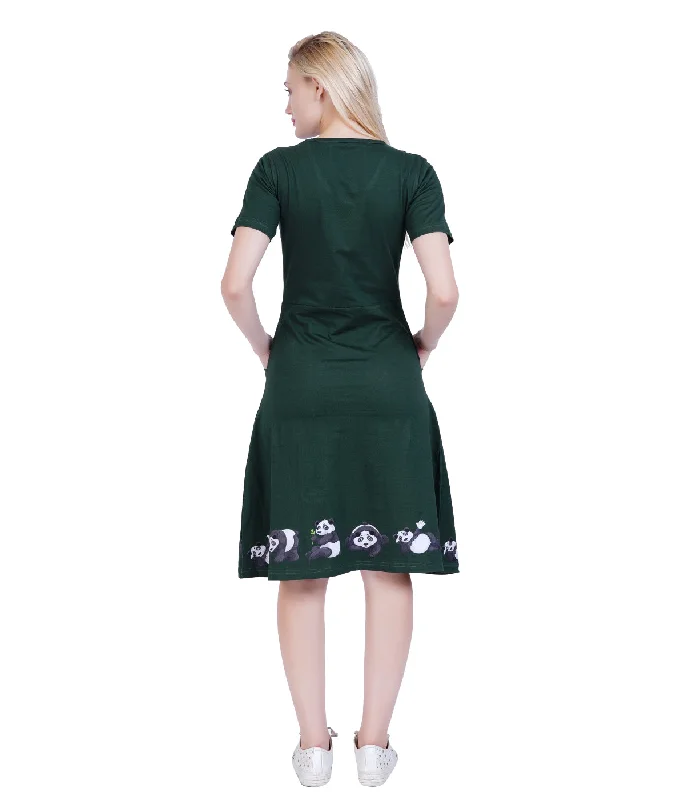 Pandas A-Line Dress (With Waist Seam)