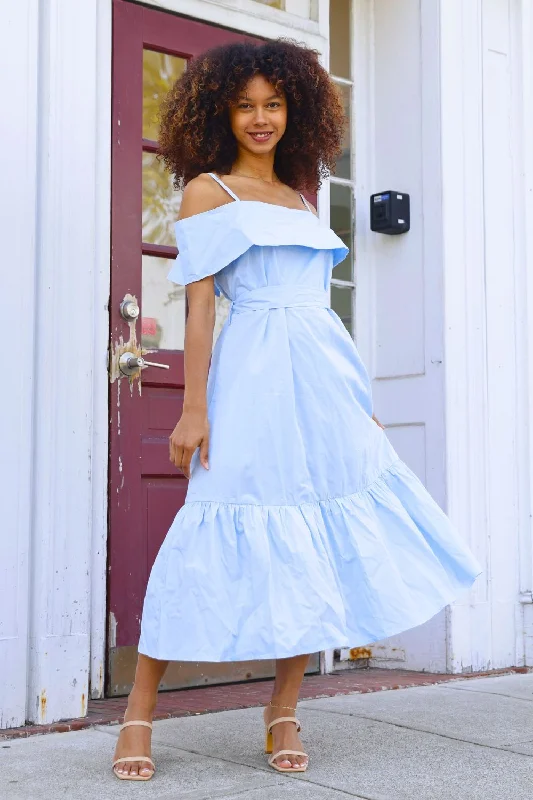 Petite Midi Poplin Dress (Light Blue)