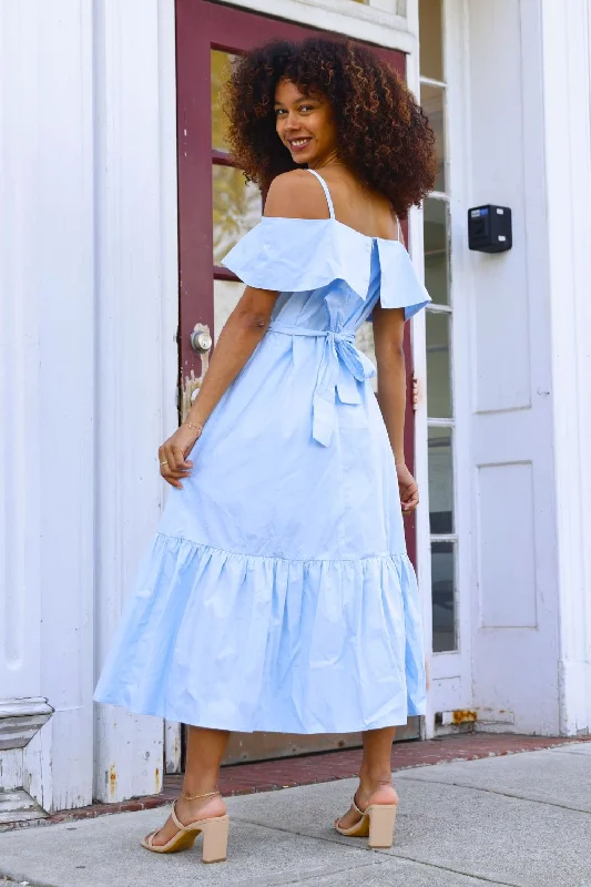 Petite Midi Poplin Dress (Light Blue)