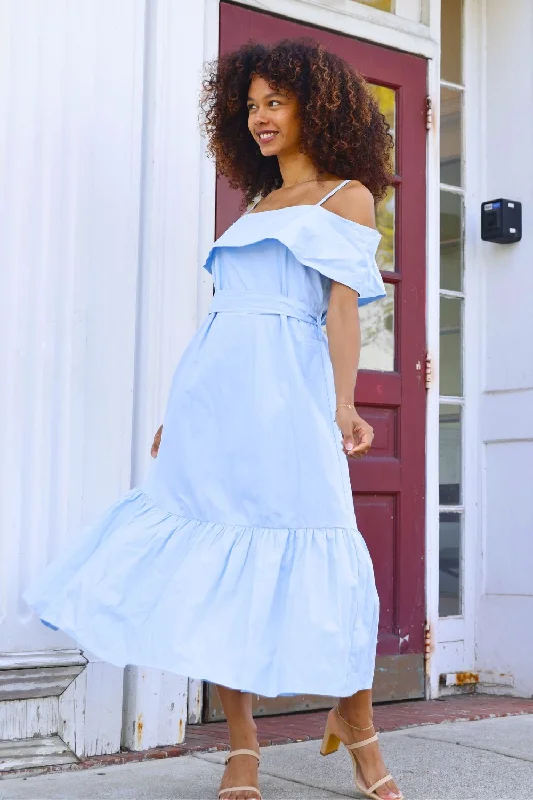 Petite Midi Poplin Dress (Light Blue)