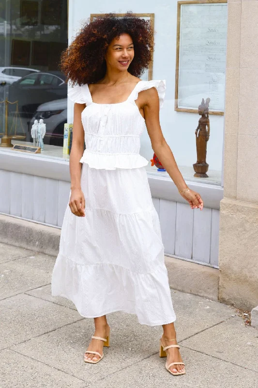 Petite Tiered Cotton Maxi Dress (White)