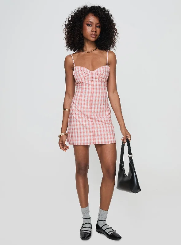 Poto Mini Dress Pink Check