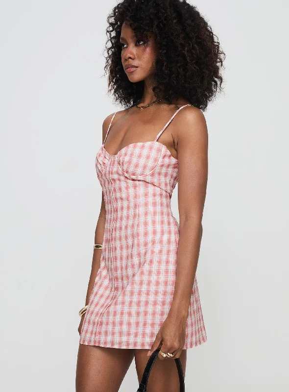 Poto Mini Dress Pink Check