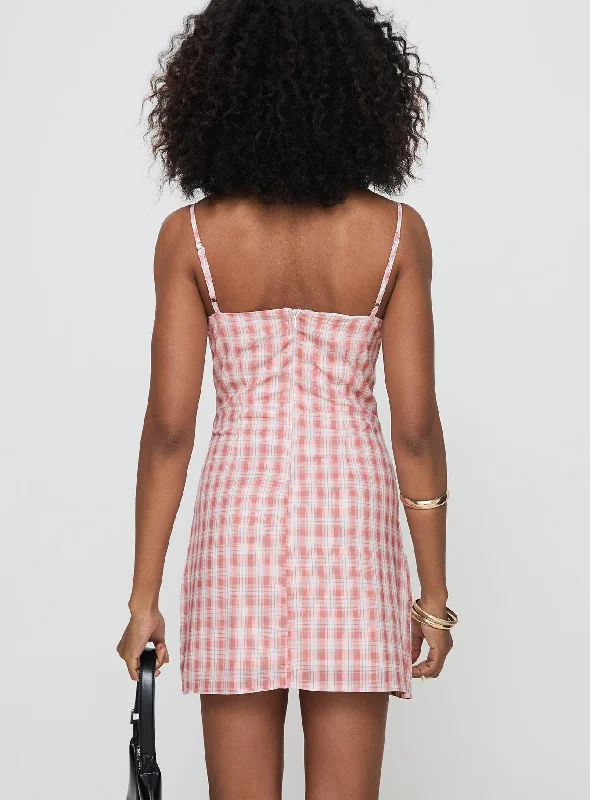 Poto Mini Dress Pink Check